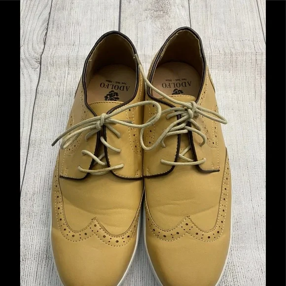 Adolfo | Shoes | Adolfo Barrett Mens Wingtip Oxford Tan Lace  display picture 3
